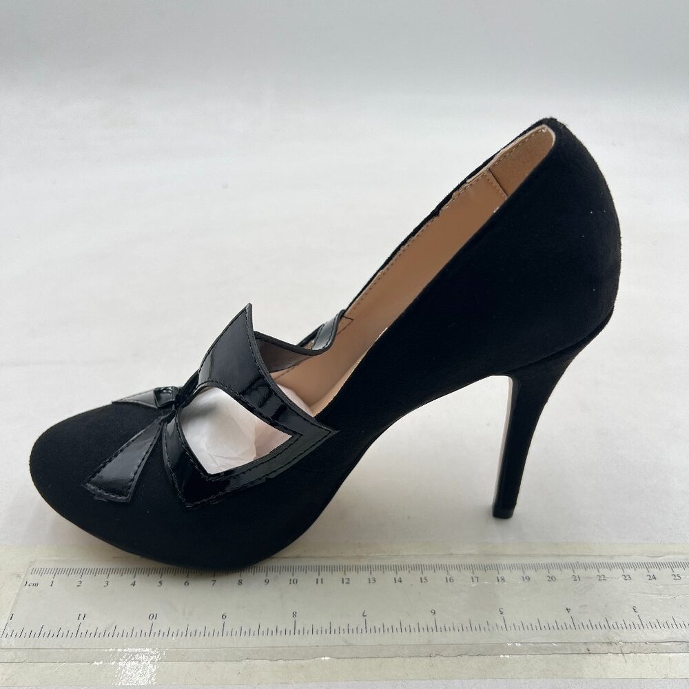 FSJ Black Formal Round Toe Pumps High Heel Sexy Stilettos Slip On Office Shoes